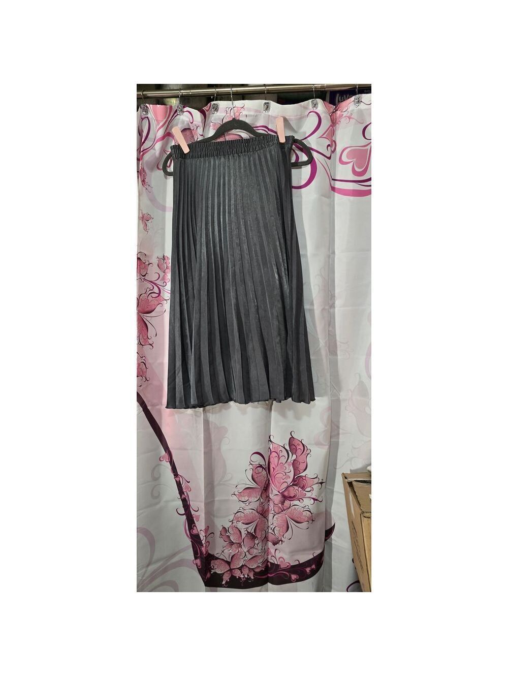 Max Studio Med. Midi Gray Classic Pleated Skirt Soft Minamilist